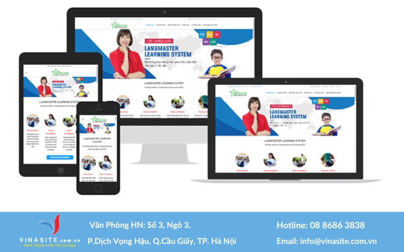 Thiết kế website học tiếng anh trực tuyến chuyên nghiệp tại Vinasite