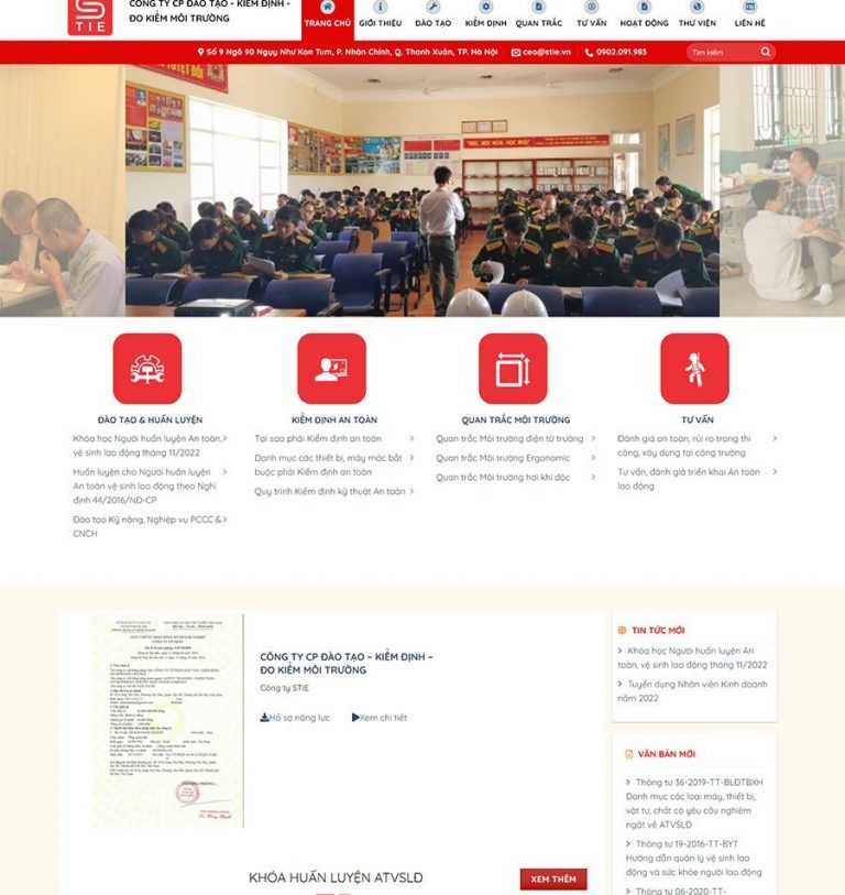 Thiết Kế Website Dịch Vụ Đào Tạo An Toàn Lao Động