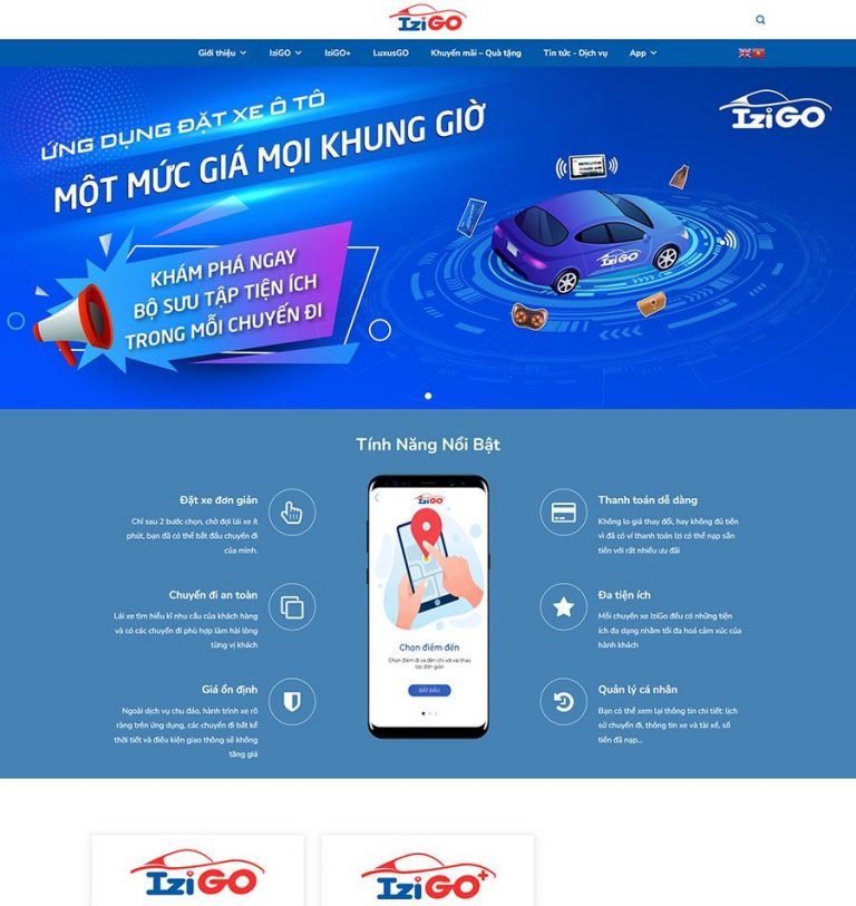 Thiết Kế Website Dịch Vụ Gọi Xe Izigo