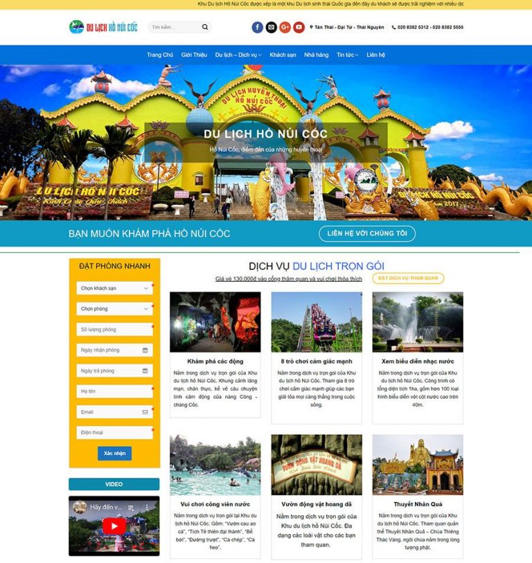 Thiết Kế Website Du Lịch Hồ Núi Cốc