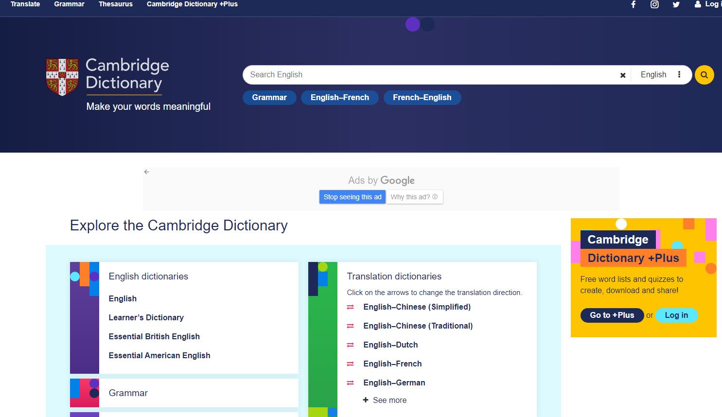 Phần mềm dịch Cambridge Dictionary