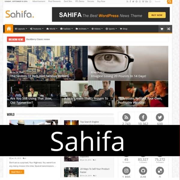 Sahifa - Responsive WordPress News / Magazine / Blog Themes