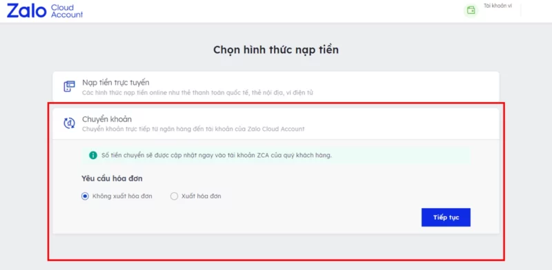 Hướng dẫn nạp tiền vào ZCA bằng phương thức chuyển khoản nhanh Hướng dẫn nạp tiền vào ZCA bằng phương thức Chuyển khoản nhanh
