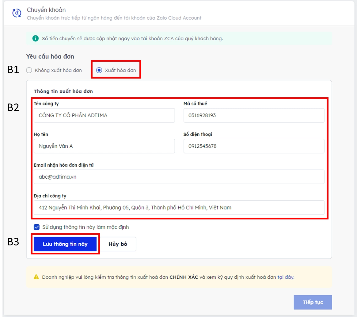 Hướng dẫn nạp tiền vào ZCA bằng phương thức chuyển khoản nhanh Hướng dẫn nạp tiền vào ZCA bằng phương thức Chuyển khoản nhanh