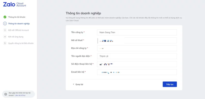 Hướng dẫn tạo Zalo Cloud Account Hướng dẫn tạo Zalo Cloud Account