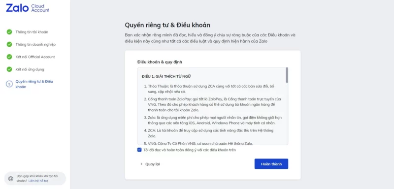 Hướng dẫn tạo Zalo Cloud Account Hướng dẫn tạo Zalo Cloud Account