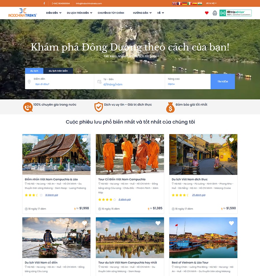 thiet ke website du lich indochina treks 2