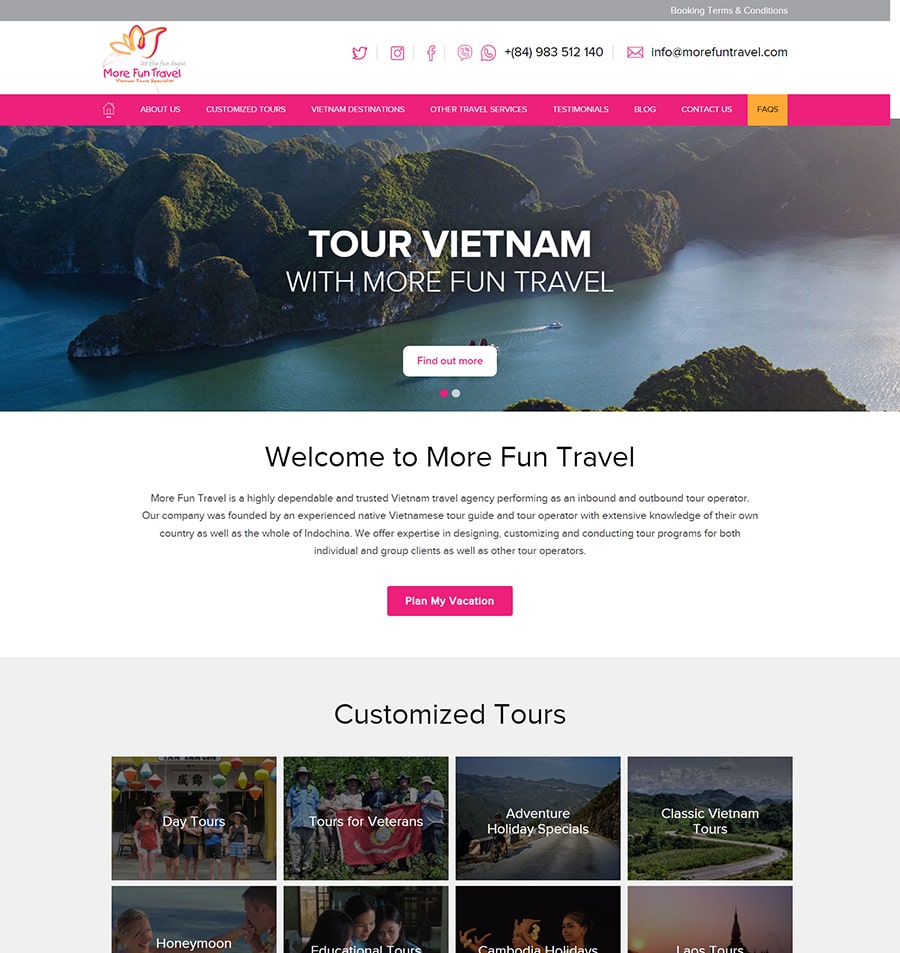 thiet ke website du lich more fun travel 1