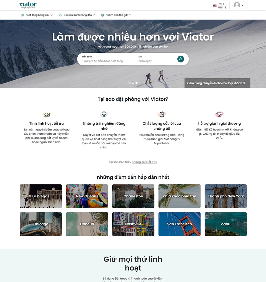 thiet ke website du lich viator 1