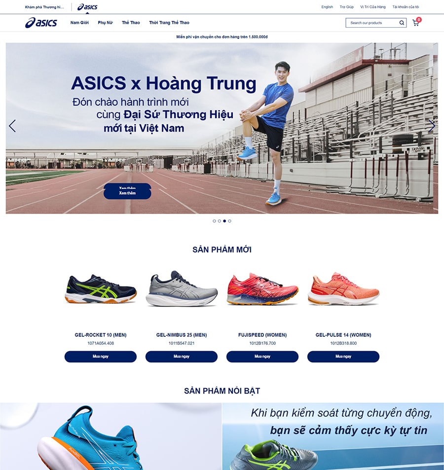 thiet ke website giay asics 1