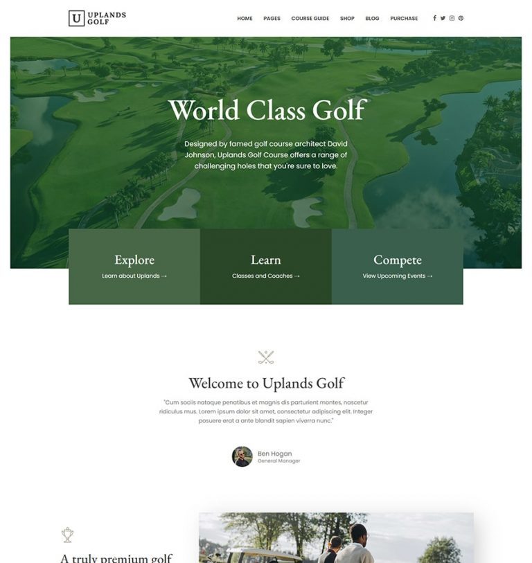 thiet ke website golf course uplands golf 1
