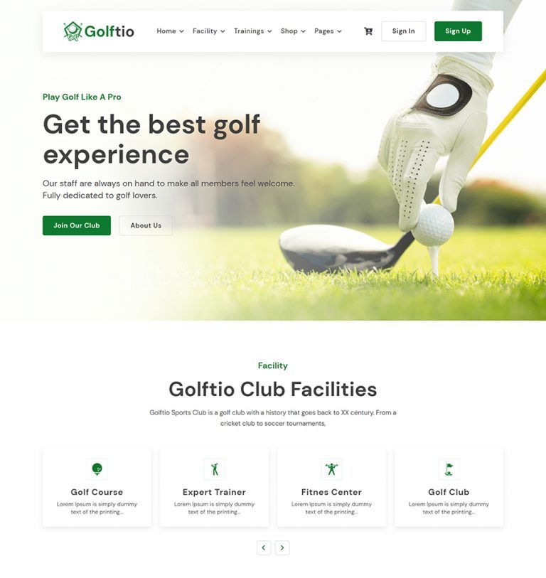 thiet ke website golftio home default layout 2