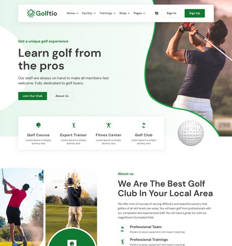 thiet ke website golftio home two layout 1