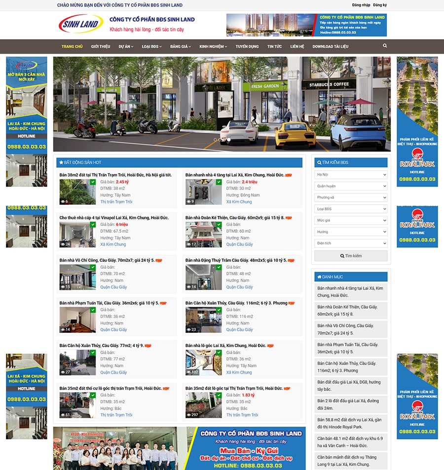 thiet ke website bds sinh land 2