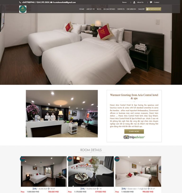 thiet ke website hanoi aria central hotel 1
