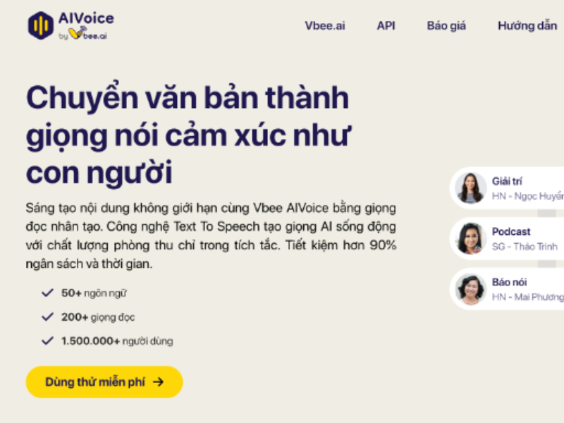 Một trong những công cụ được đánh giá cao hiện nay tại Việt Nam là Vbee AIVoice