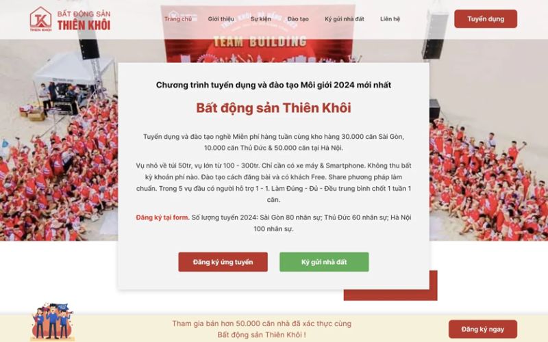 Thiết kế web môi giới bất động sản