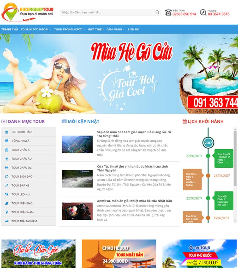 Thiết kế website đặt tour trực tuyến