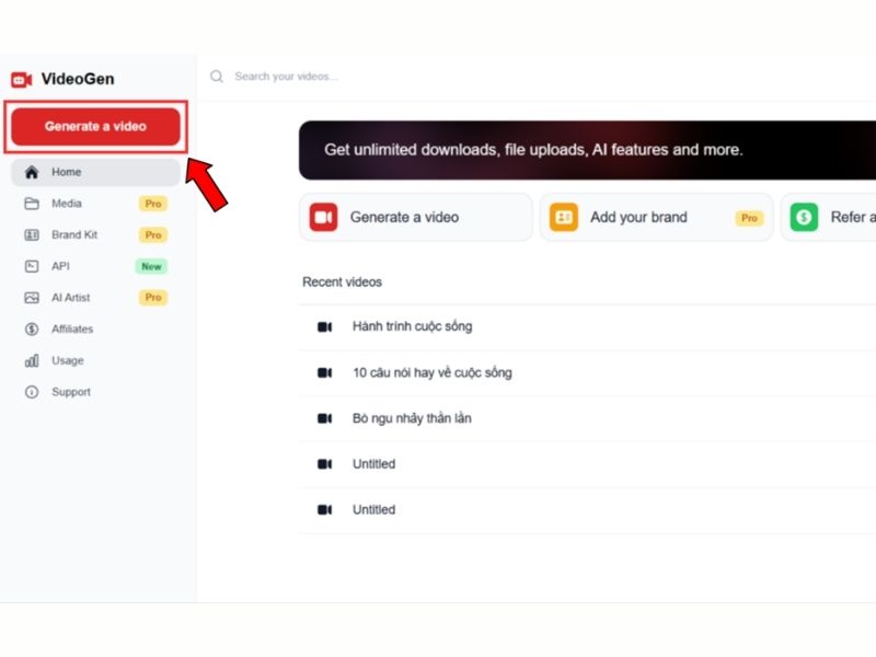 Hướng dẫn tạo video nhanh bằng AI với Videogen từ A đến Z Tạo video nhanh
