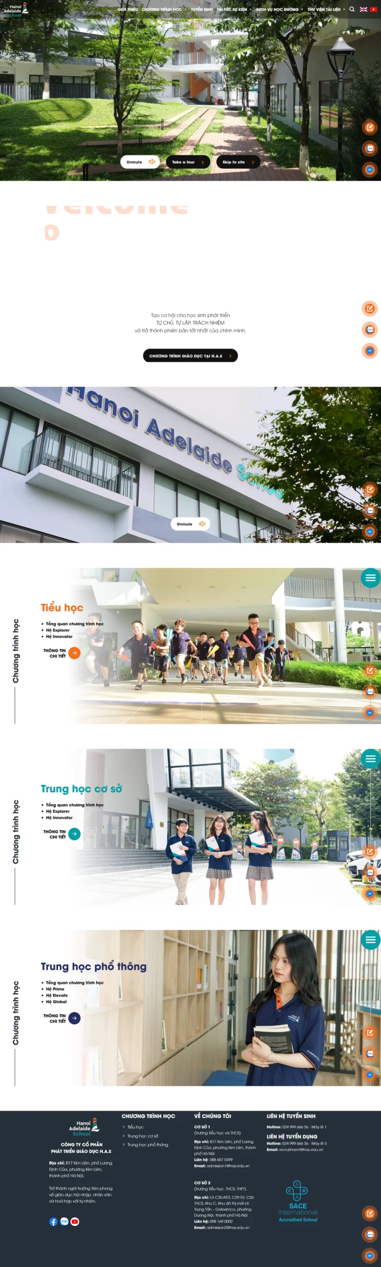 Thiết kế website cho trường Hanoi Adelaide School screencapture has edu vn 2025 09 20 09 29 57 scaled