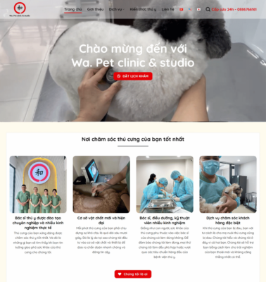 Thiết kế Website chăm sóc thú cưng Wa Pet Clinic và Studio wapetclinincandstadio